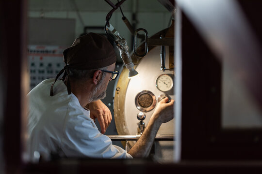 Man working at coffee production