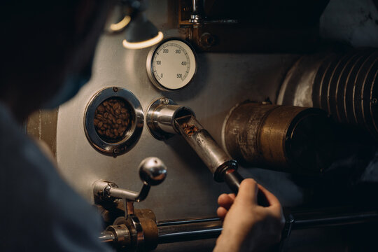 Man working at coffee production