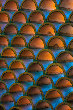 Rounded bricks as the sun set