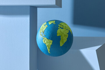 Paper craft globe in block concept for environment and conservation