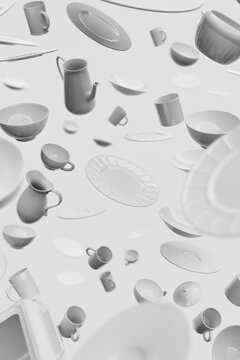 Various tableware items background