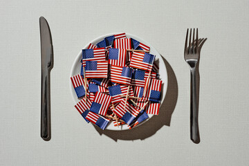 american flags in a plate