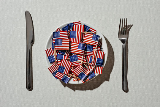 american flags in a plate