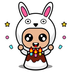 cartoon animal mascot costume character vector illustration
cute bunny birthday cake