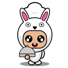 cartoon animal mascot costume character vector illustration
cute bunny chef waiter