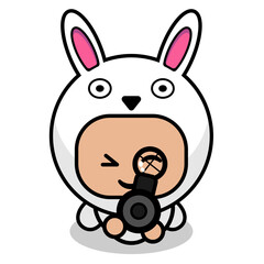 mascot costume character cartoon vector
cute bunny animal shoot prone