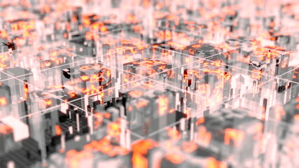 サイバー空間 機械 宇宙 Sci-fi 都市 VJ 赤 [別Verあり]