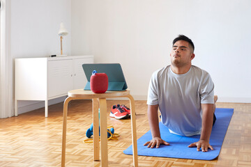 Man doing Cobra yoga pose