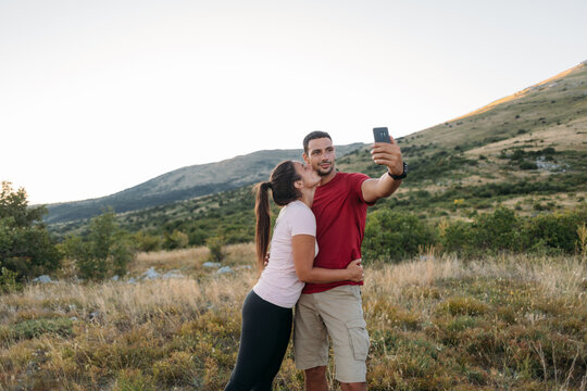 Couple Taking Selfie on Hiking Trip
