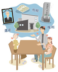 遺産や相続について言い争うシニア女性と息子夫婦