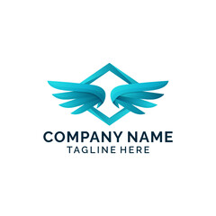 Obraz premium Flying wing technology blue gradient futuristic company logo design