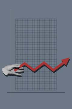 Male hand holding red graph