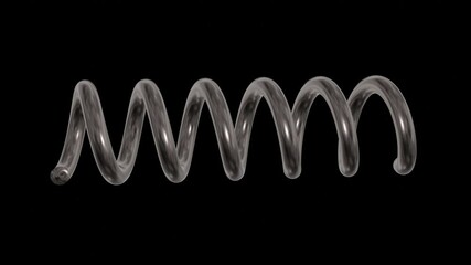 Spring coil expanding contracting . 3d render animation 
Isolated . Black and white alpha matte included.