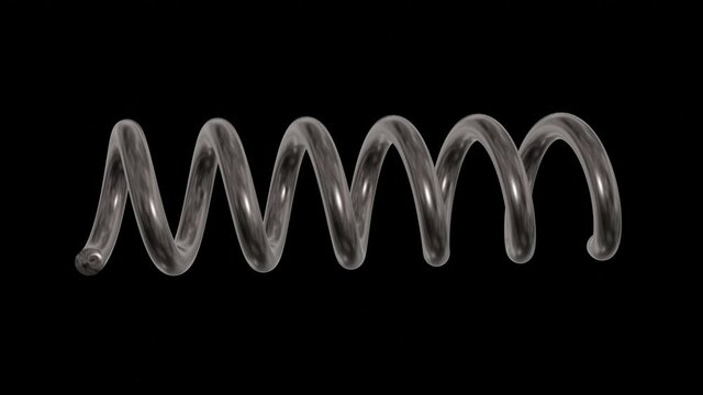 Spring coil expanding contracting . 3d render animation 
Isolated . Black and white alpha matte included.