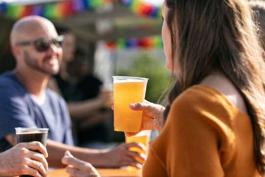 Beer: Woman Drinking Draft