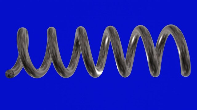 Spring coil expanding contracting . 3d render animation 
Isolated on bluescreen background