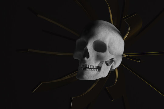 Skull with golden shapes for Halloween