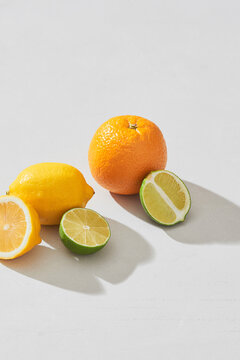 Citrus Fruits Isolated On White Background.