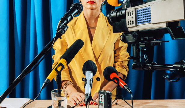 Female Speaker in studio .
