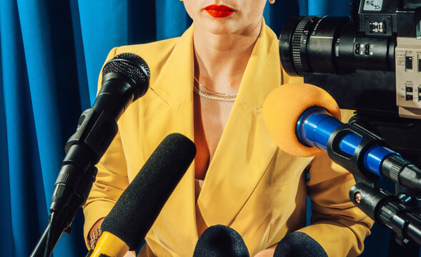 Female Speaker in studio .