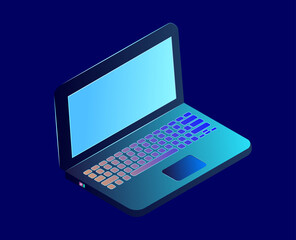 Isometric laptop on dark background