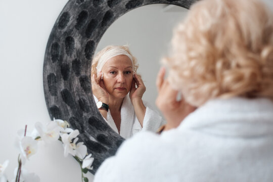 Middle Aged Woman Doing Her Beauty Routine