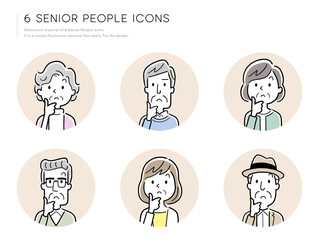 ベクターイラスト素材：シニア人物、アイコンセット
