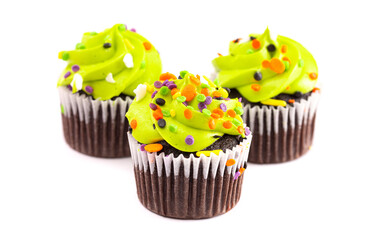 Halloween Cupcakes with Sprinkles Isolated on a White Background