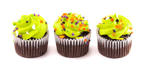 Halloween Cupcakes with Sprinkles Isolated on a White Background
