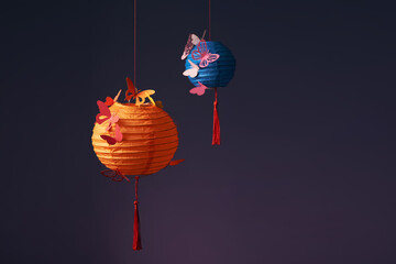 Mid-autumn festival with lantern paper hanging