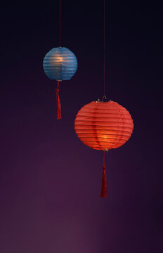 Mid-Autumn Festival with lanterns on dark background