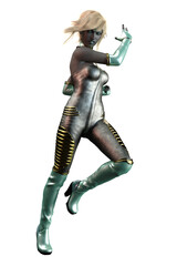 Scifi Alien Woman with Gray Skin, 3D Illustration, 3D rendering
