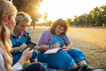 Students Studying in Park
