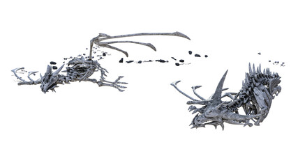 Dragon Bones on Isolated White Background, 3D illustration, 3D rendering