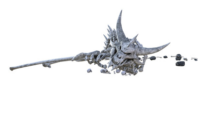Dragon Bones on Isolated White Background, 3D illustration, 3D rendering