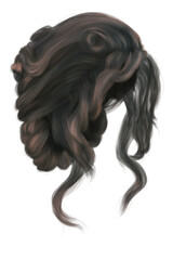 Fantasy medieval updo hair on isolated white background, 3d render, 3d illustration