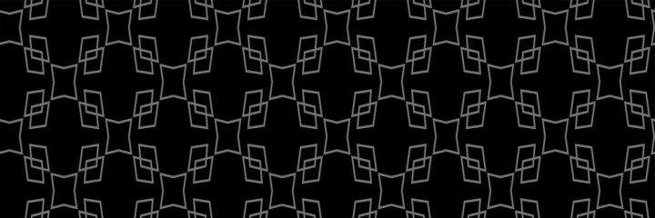 Dark background pattern with gray geometric elements on black background. Seamless background for wallpaper, textures. Vector image