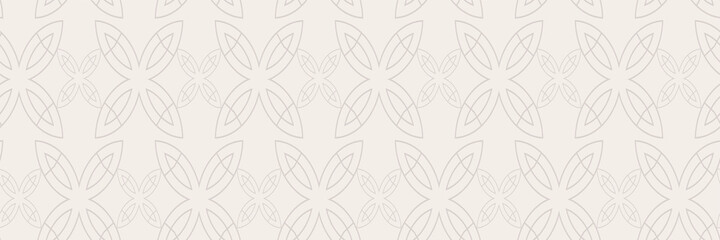 Beautiful background pattern with decorative ornaments on a light gray background. Seamless background for wallpaper, textures. Vector image