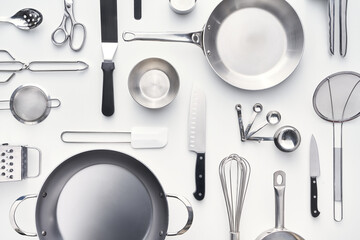 Set of utensils on white table
