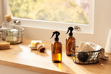 Eco friendly cleaning products in kitchen