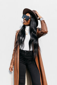 Stylish woman in fashionable sunglasses