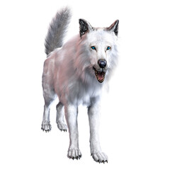 Dire wolf on isolated background, 3D illustration, 3D rendering