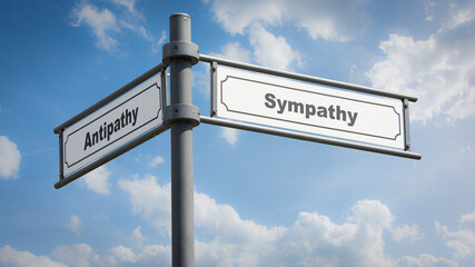 Obraz premium Street Sign to Sympathy versus Antipathy
