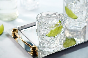 Closeup of Glasses of Gin and Tonic 