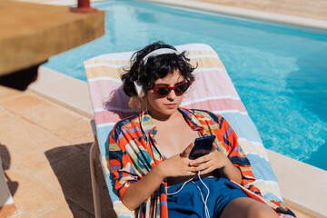 Headphones and relax in summer