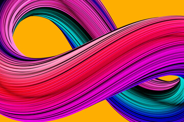 3D Illustration of twisted colorful shapes