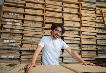 Man In Old Document Archive