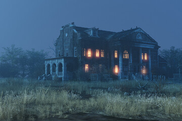 Fototapeta na wymiar Southern Mansion Fantasy Architecture, 3D illustration, 3D rendering