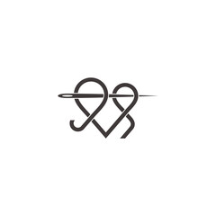 fashion design needle thread overlap linear art symbol vector