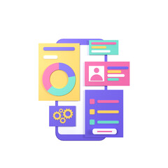3D Rendering UI UX Development Design Concept.